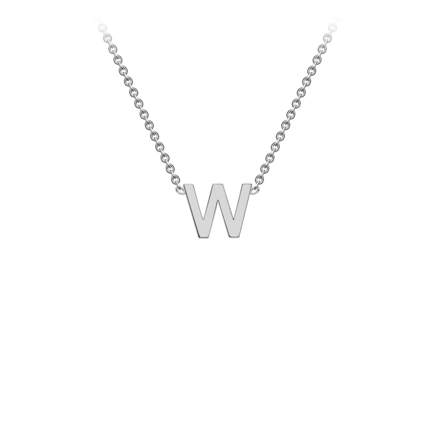 9K White Gold 'W' Initial Adjustable Letter Necklace 38/43cm