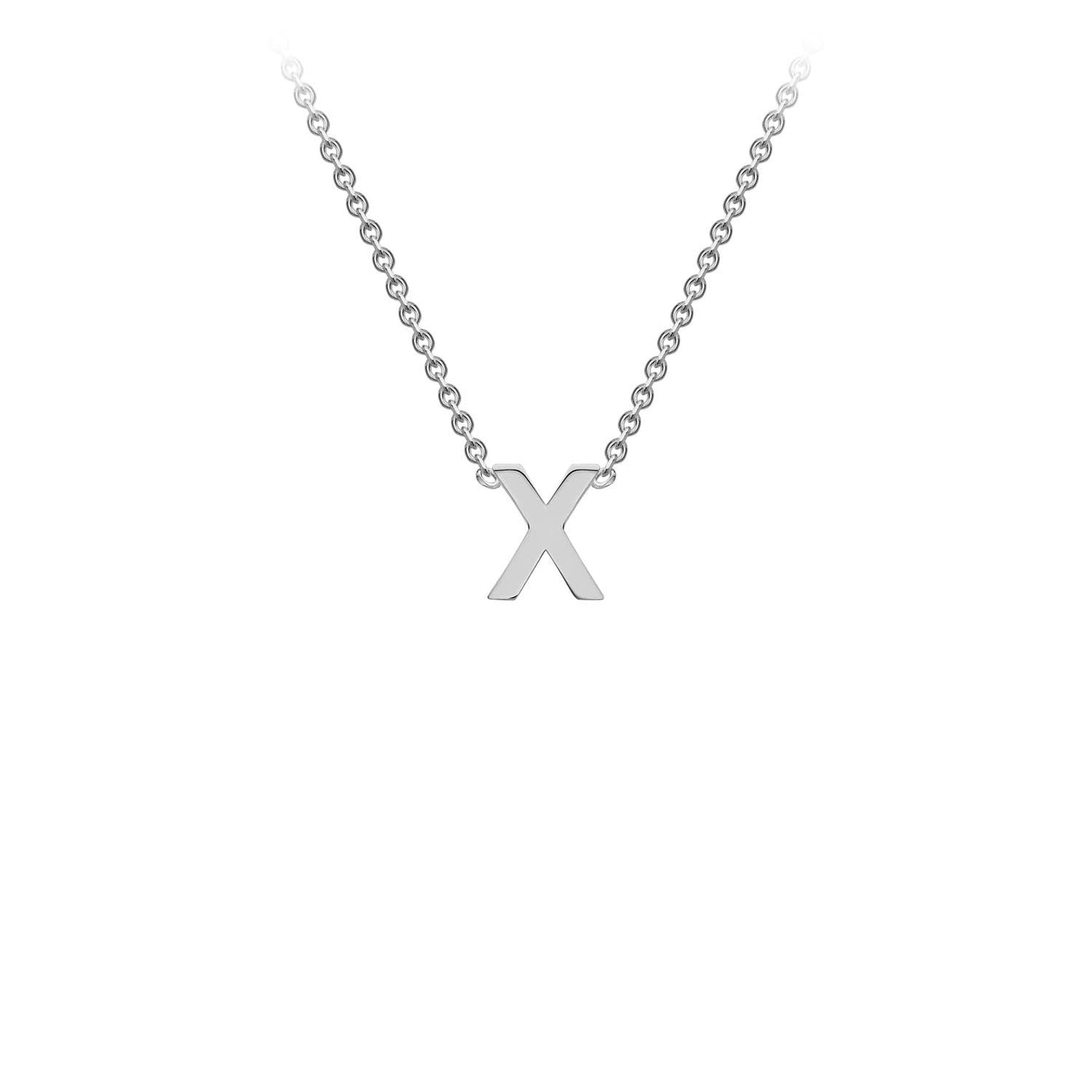 9K White Gold 'X' Initial Adjustable Letter Necklace 38/43cm