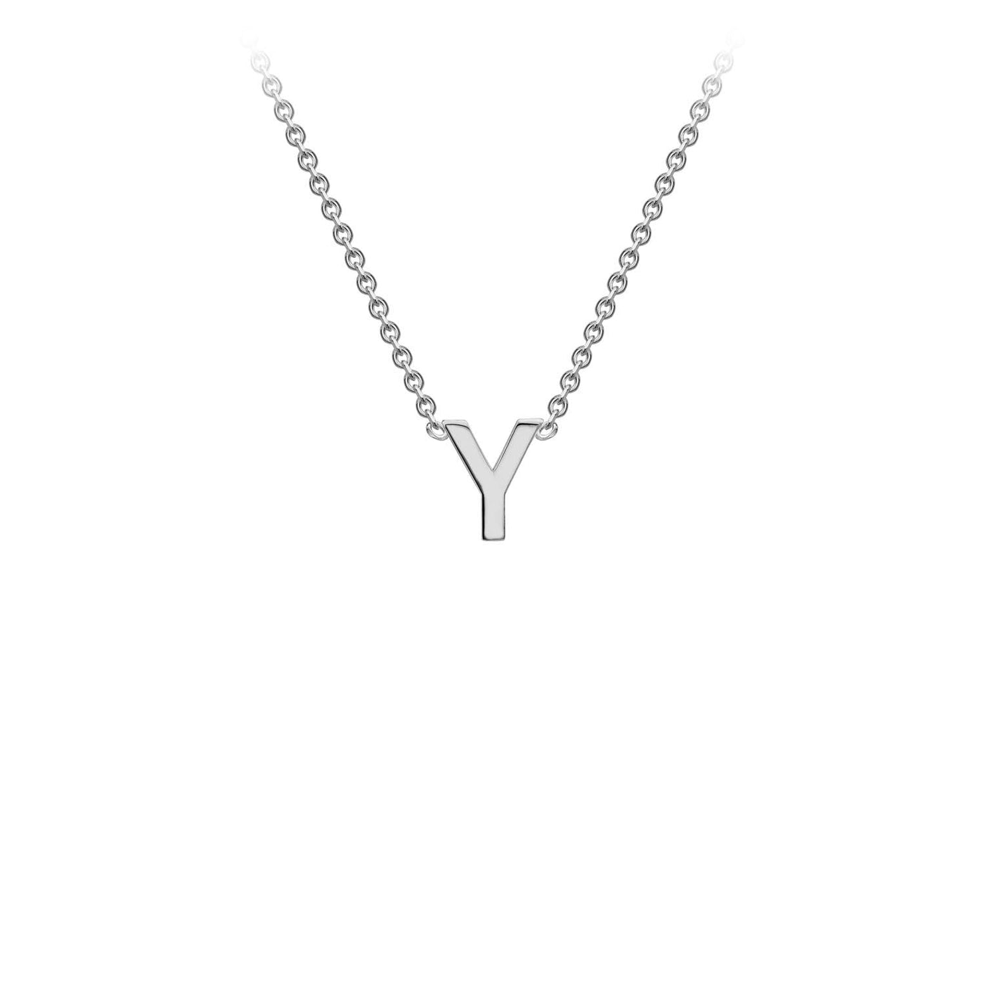 9K White Gold 'Y' Initial Adjustable Letter Necklace 38/43cm