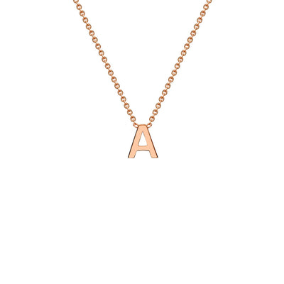 9K Rose Gold 'A' Initial Adjustable Letter Necklace 38/43cm