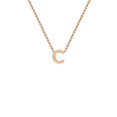 9K Rose Gold 'C' Initial Adjustable Letter Necklace 38/43cm