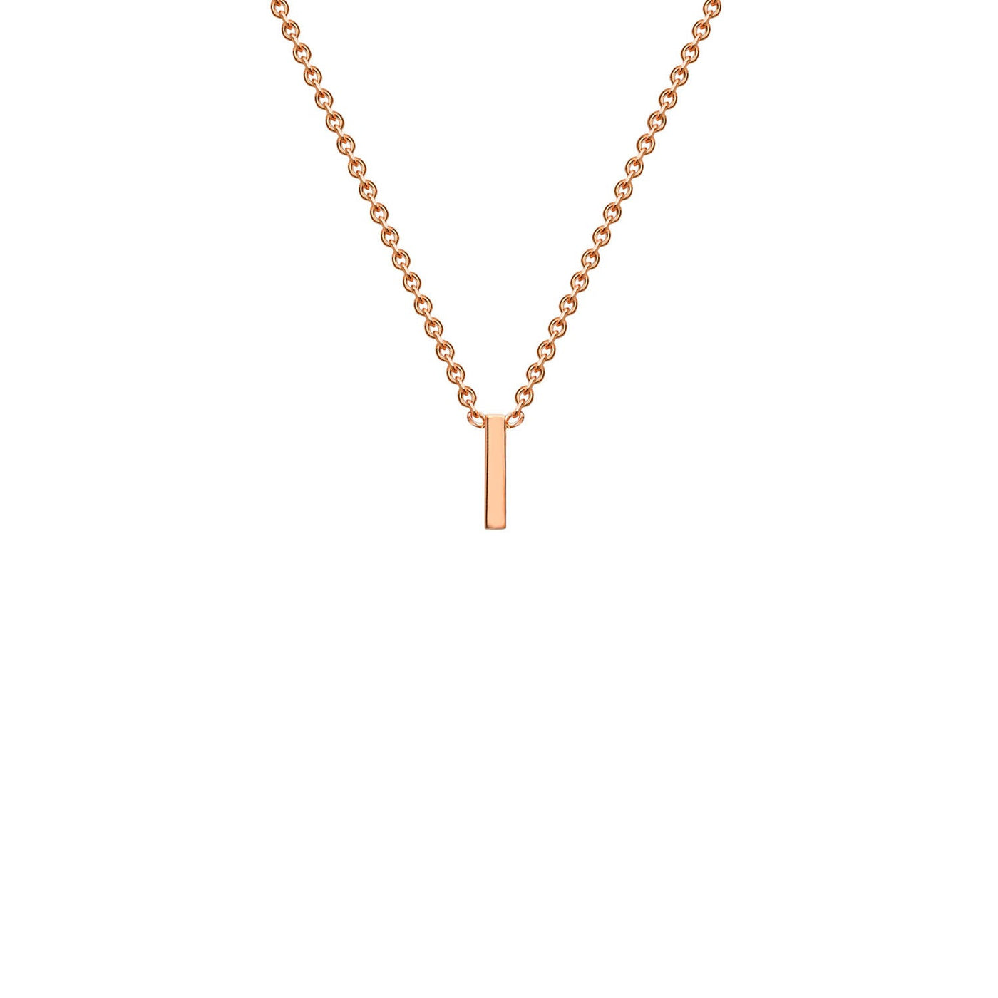 9K Rose Gold 'I' Initial Adjustable Letter Necklace 38/43cm