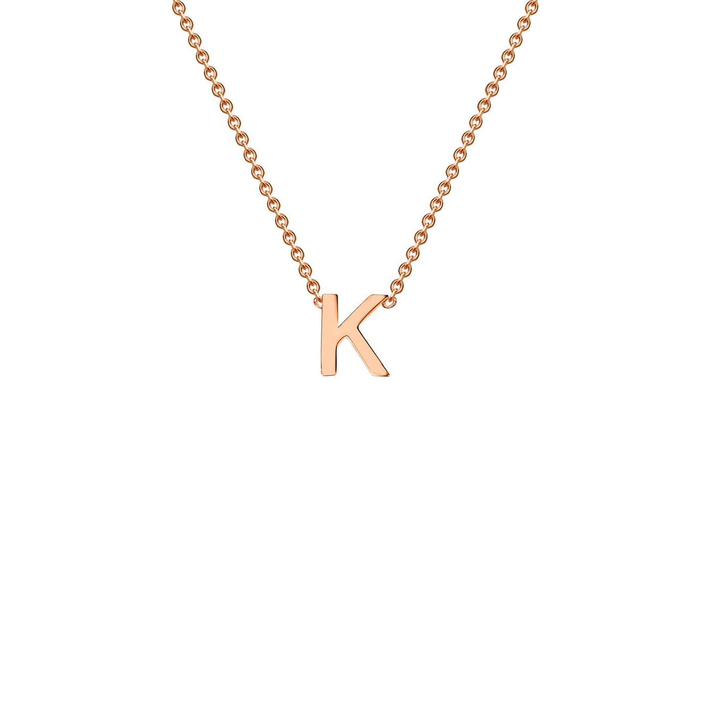 Collana regolabile con iniziale "K" in oro rosa 9K, 38/43 cm