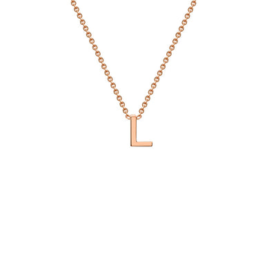 9K Rose Gold 'L' Initial Adjustable Letter Necklace 38/43cm