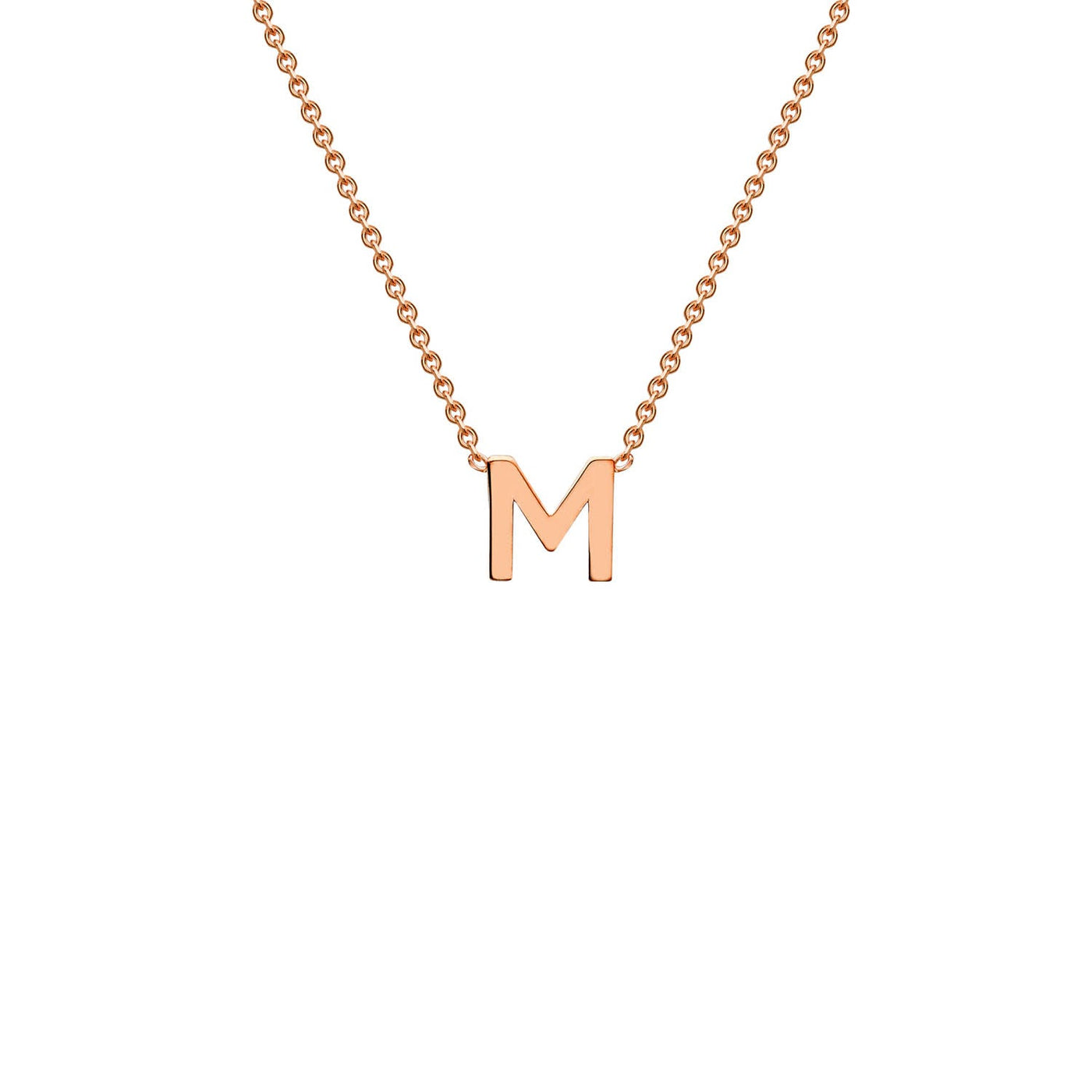 Collana regolabile con lettera iniziale "M" in oro rosa 9K, 38/43 cm