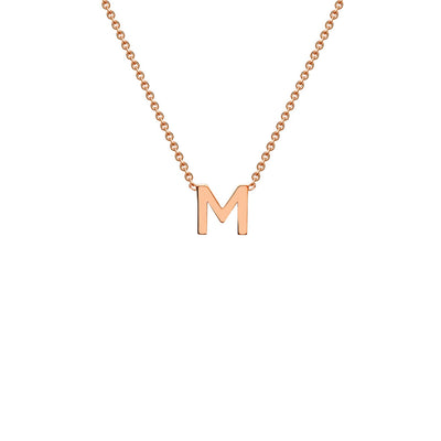 Collana regolabile con lettera iniziale "M" in oro rosa 9K, 38/43 cm