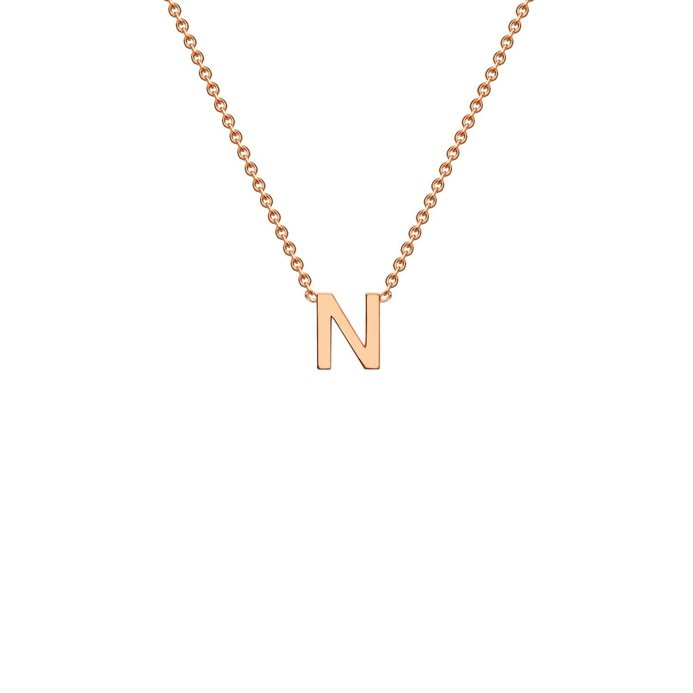 Collana regolabile con lettera iniziale "N" in oro rosa 9K, 38/43 cm