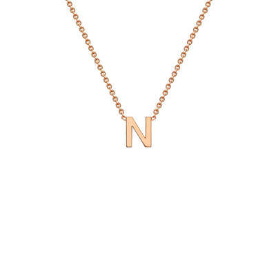 Collana regolabile con lettera iniziale "N" in oro rosa 9K, 38/43 cm