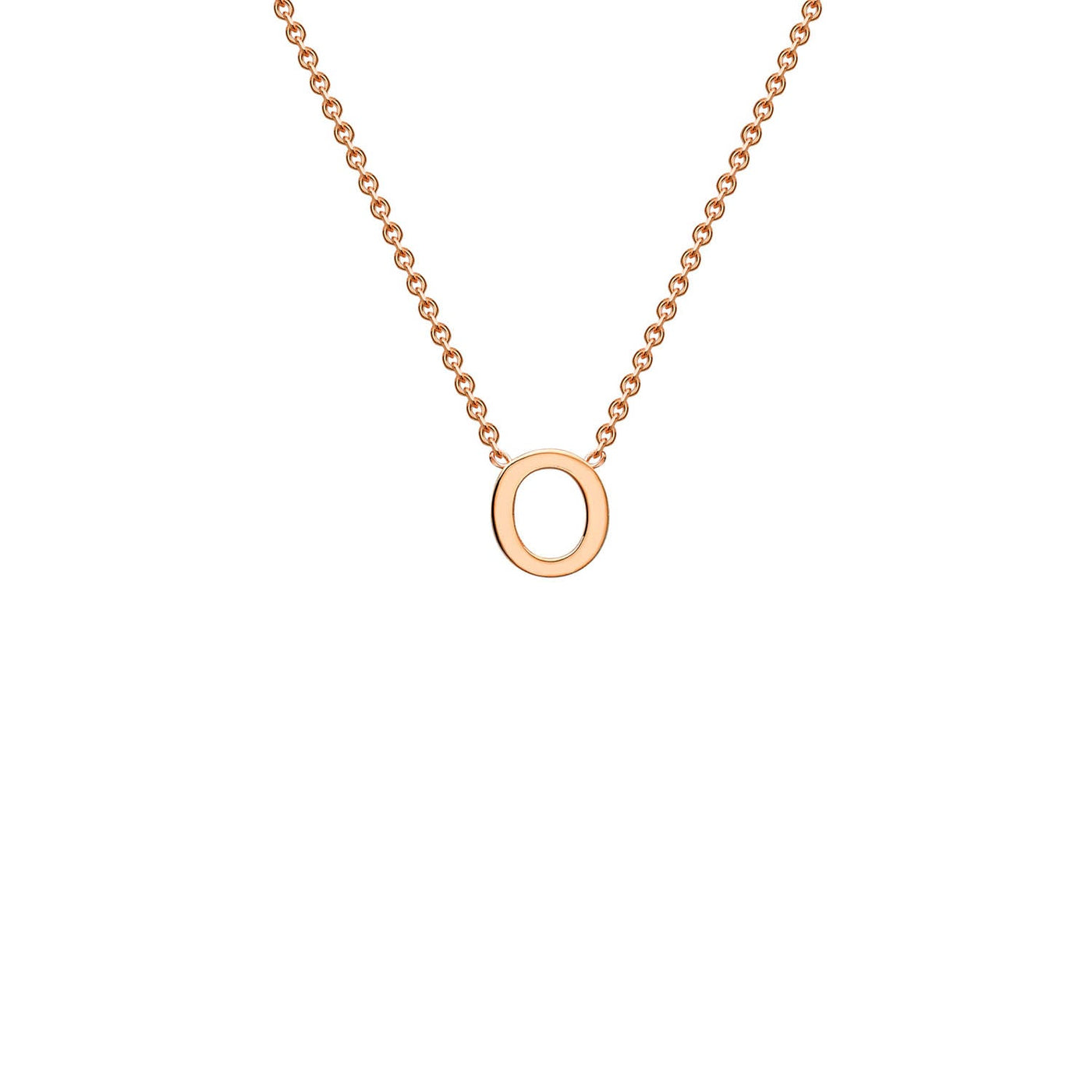 Collana regolabile con lettera iniziale "O" in oro rosa 9K, 38/43 cm