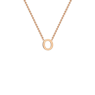 Collana regolabile con lettera iniziale "O" in oro rosa 9K, 38/43 cm