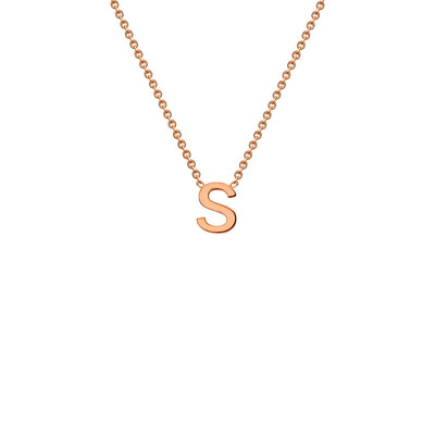 9K Rose Gold 'S' Initial Adjustable Letter Necklace 38/43cm