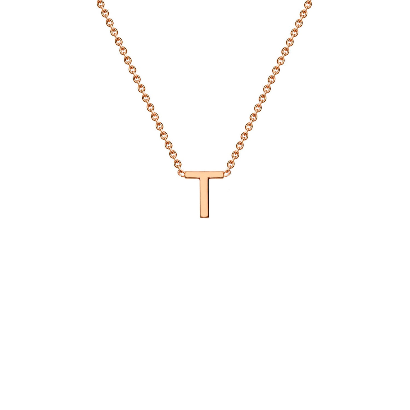 Collana regolabile con lettera iniziale "T" in oro rosa 9K, 38/43 cm