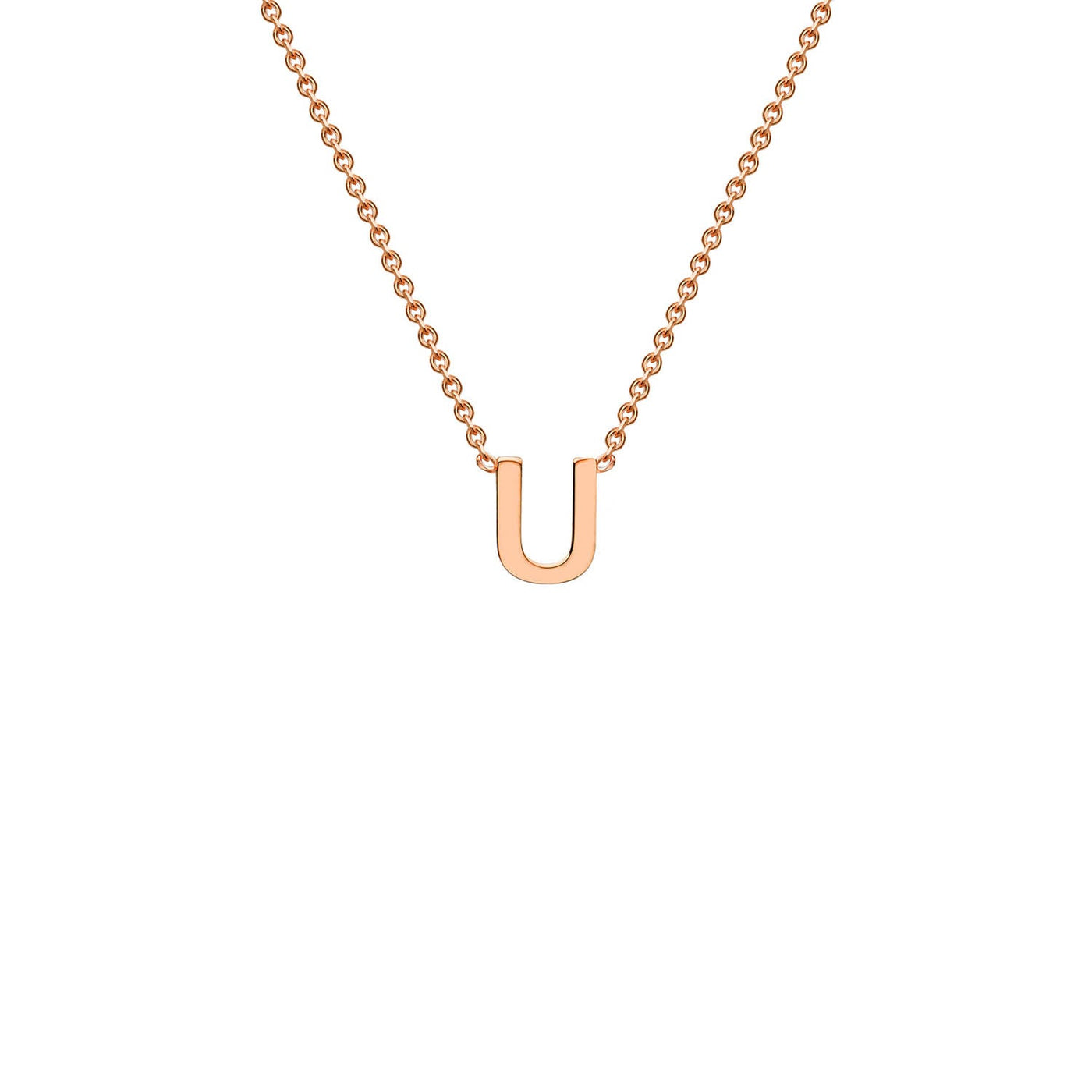 9K Rose Gold 'U' Initial Adjustable Letter Necklace 38/43cm