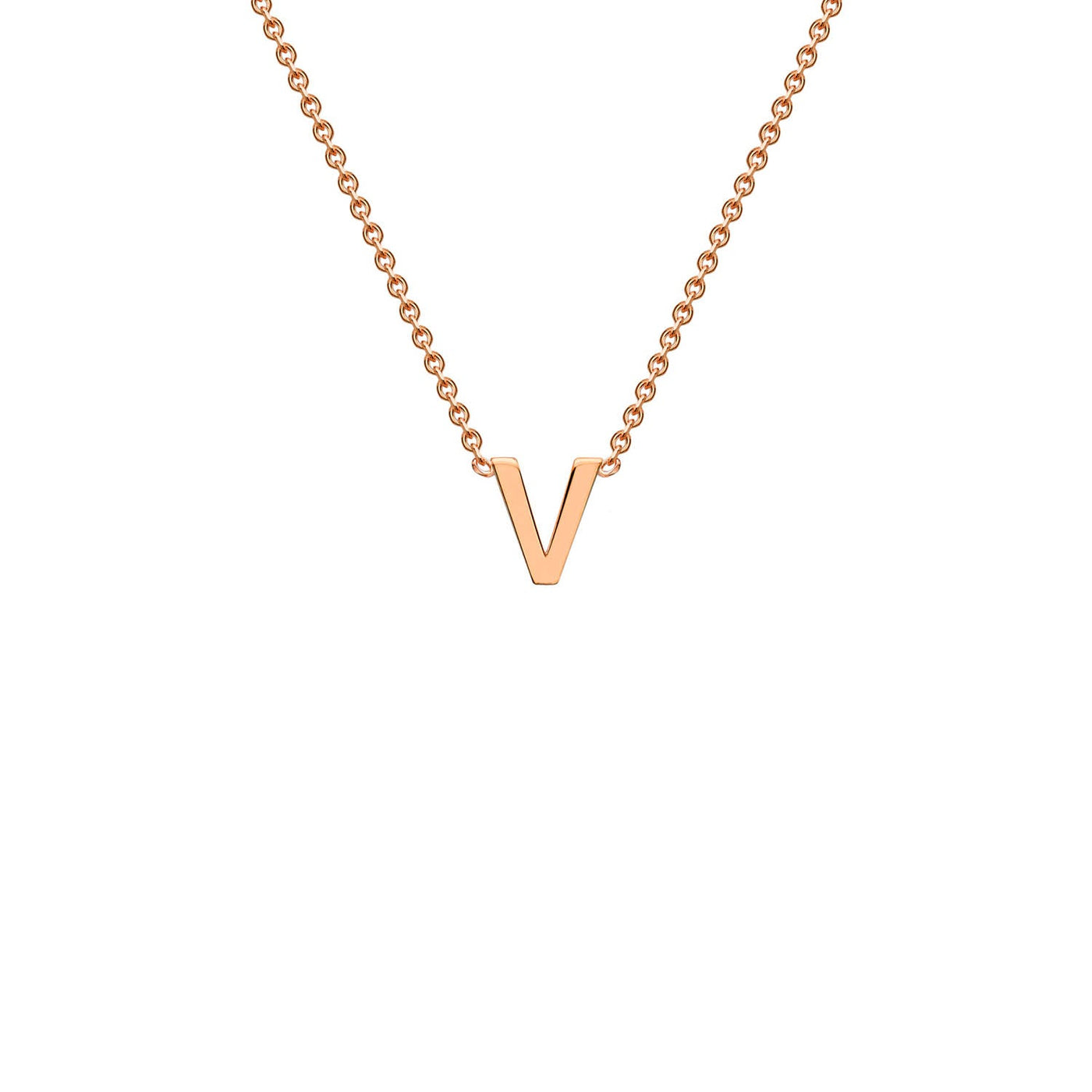 Collana regolabile con iniziale "V" in oro rosa 9K, 38/43 cm