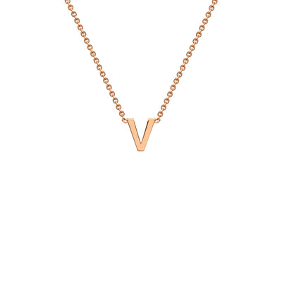 Collana regolabile con iniziale "V" in oro rosa 9K, 38/43 cm