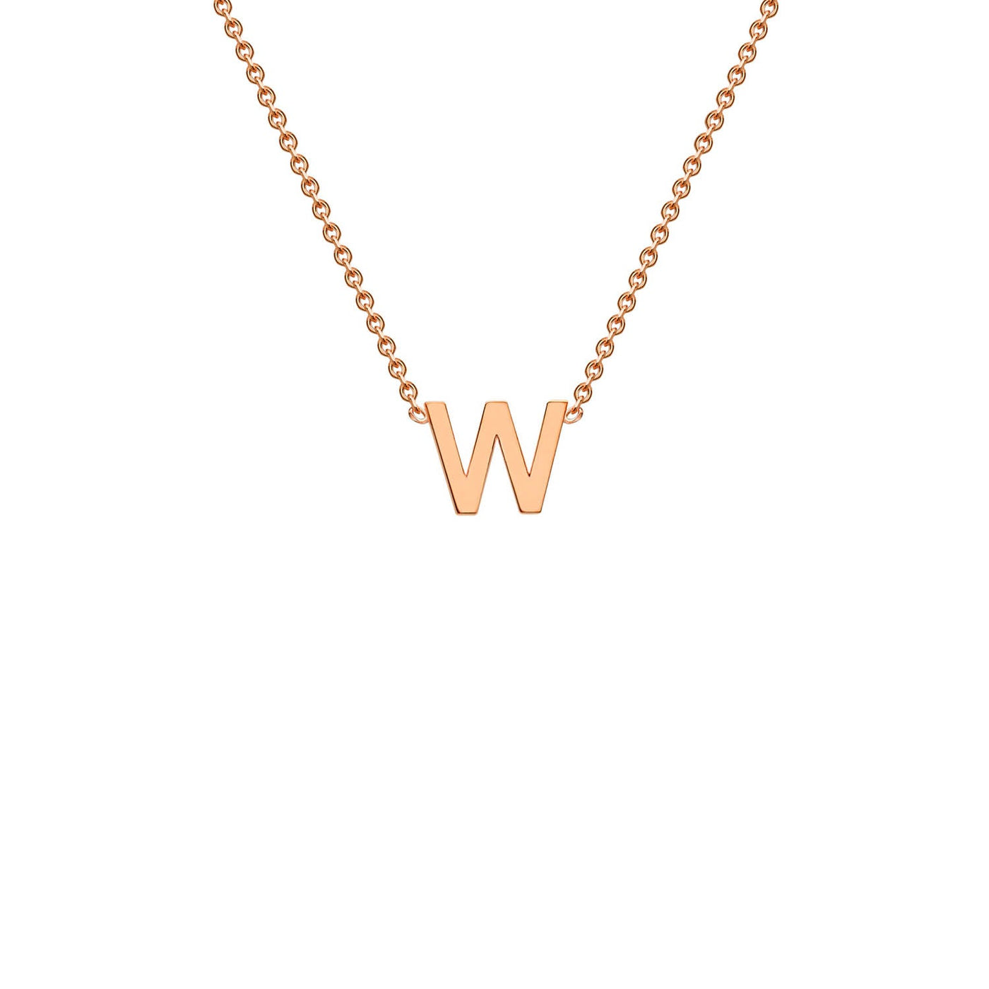 Collana regolabile con iniziale "W" in oro rosa 9K, 38/43 cm