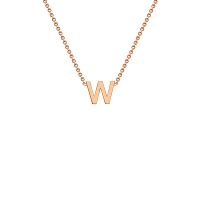 Collana regolabile con iniziale "W" in oro rosa 9K, 38/43 cm