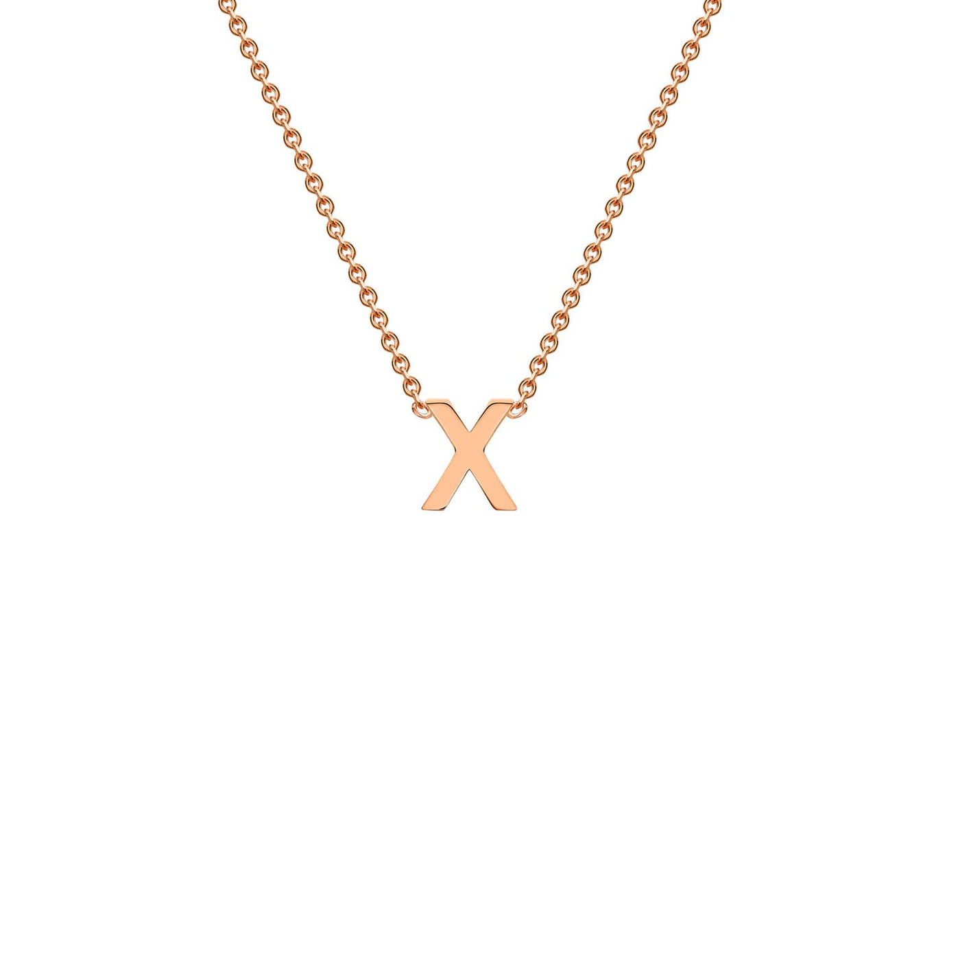 Collier ajustable avec initiale « X » en or rose 9 carats 38/43 cm