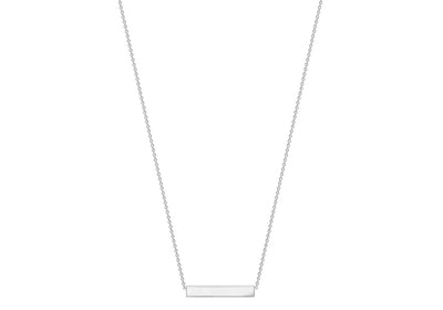 9K White Gold Solid Horizontal Bar Necklace 41+2cm