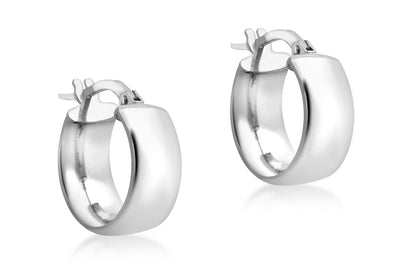 9K White Gold 6mm Band 14mm Creole Earrings