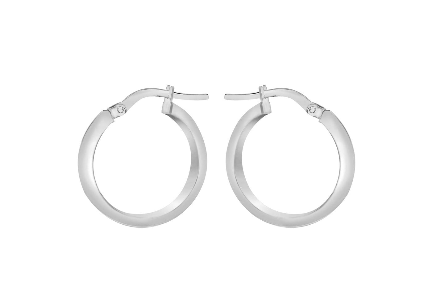 Boucles d'oreilles créoles en or blanc 9 carats de 3 mm et 15 mm