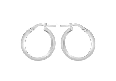 Boucles d'oreilles créoles en or blanc 9 carats de 3 mm et 15 mm