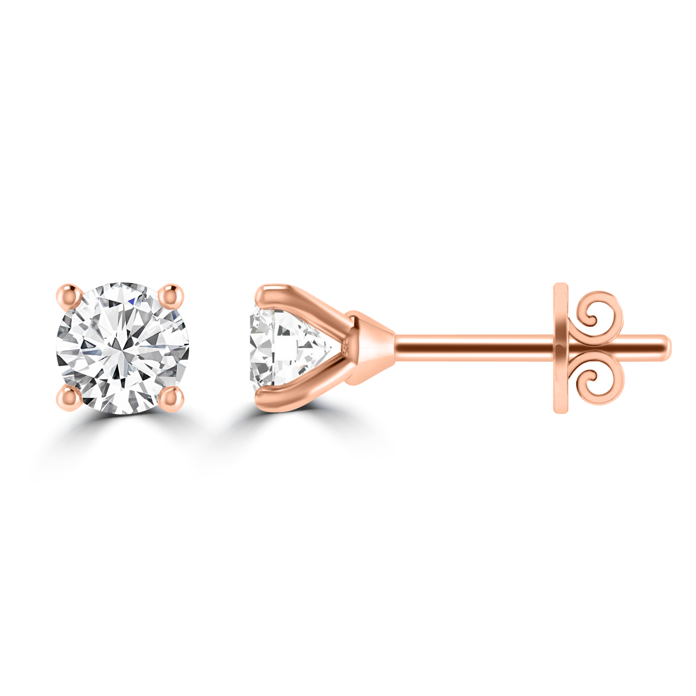 50pt G Si Diamond 4 Claw Studs in 9K Rose Gold