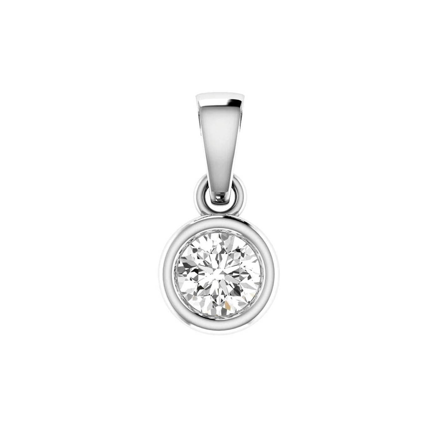 Diamond Solitaire Pendant with 0.08ct Diamonds in 9K White Gold - 9WBP08