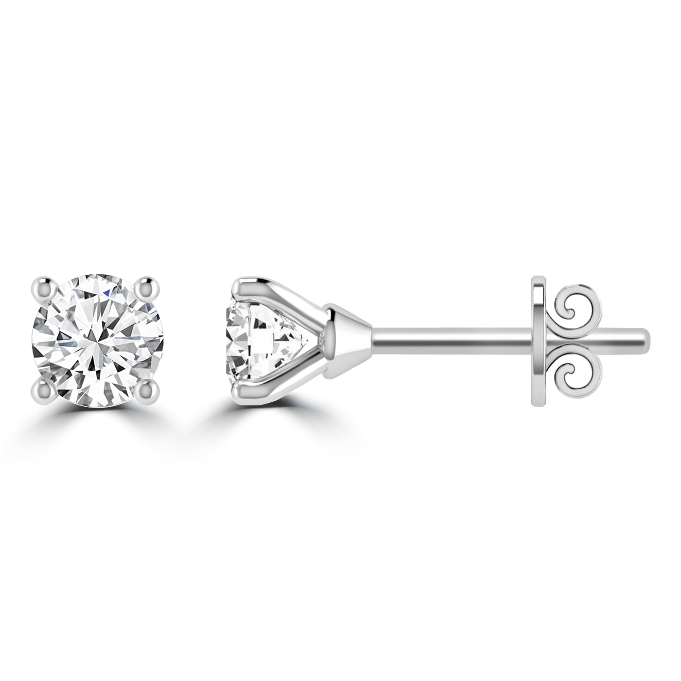 0.33ct GH I1 Diamond 4 Claw Studs in 9K White Gold