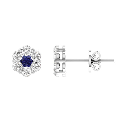 Sapphire Diamond Stud Earrings with 0.53ct Diamonds in 9K White Gold - 9WRE75GHS