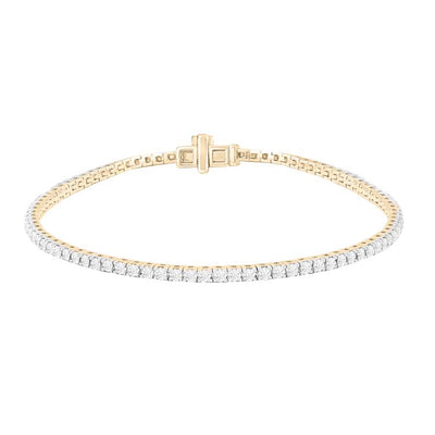 Bracelet tennis en or jaune 9 carats avec diamants de 2,00 ct