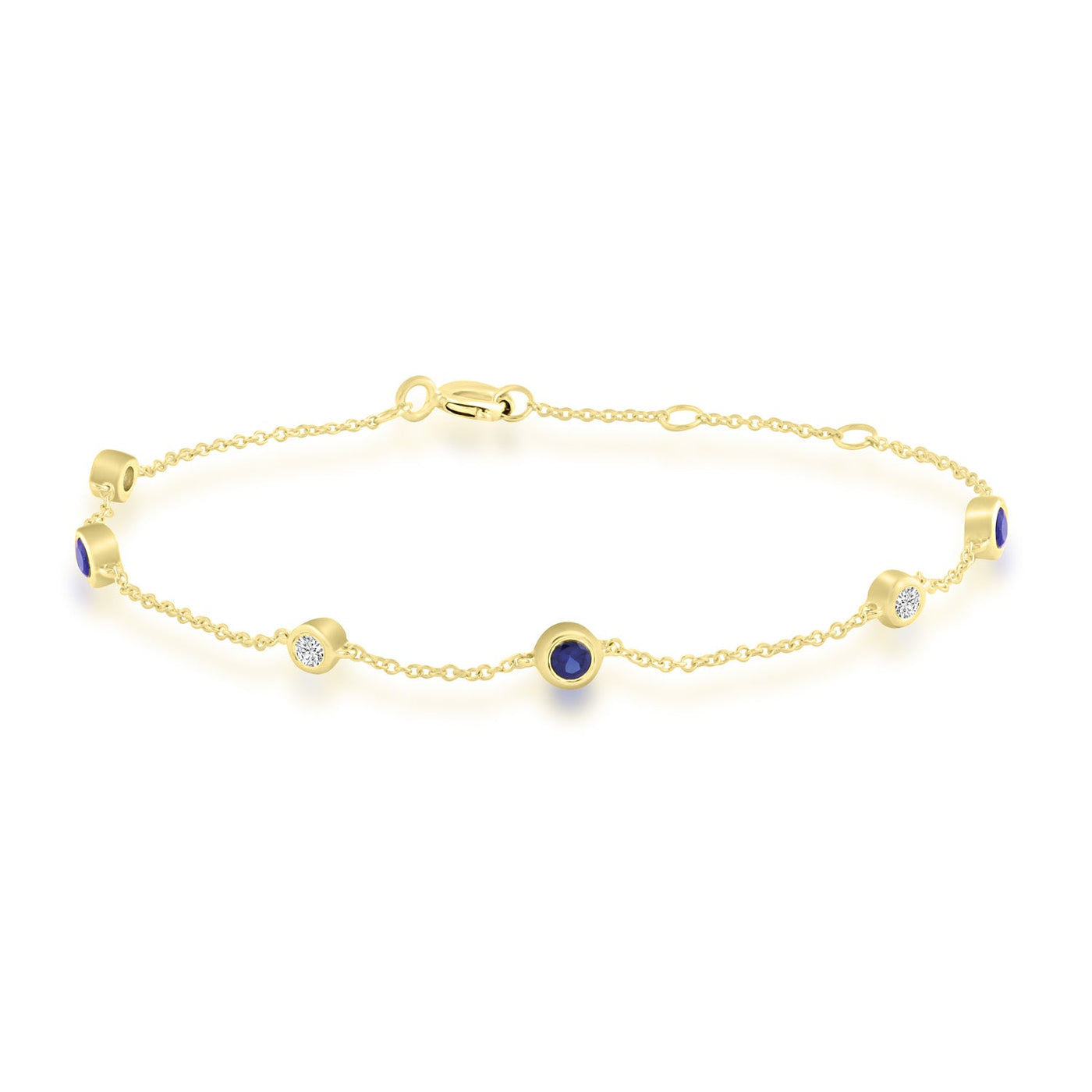 Bracelet en or jaune 9 carats avec diamants et saphirs de 0,10 ct