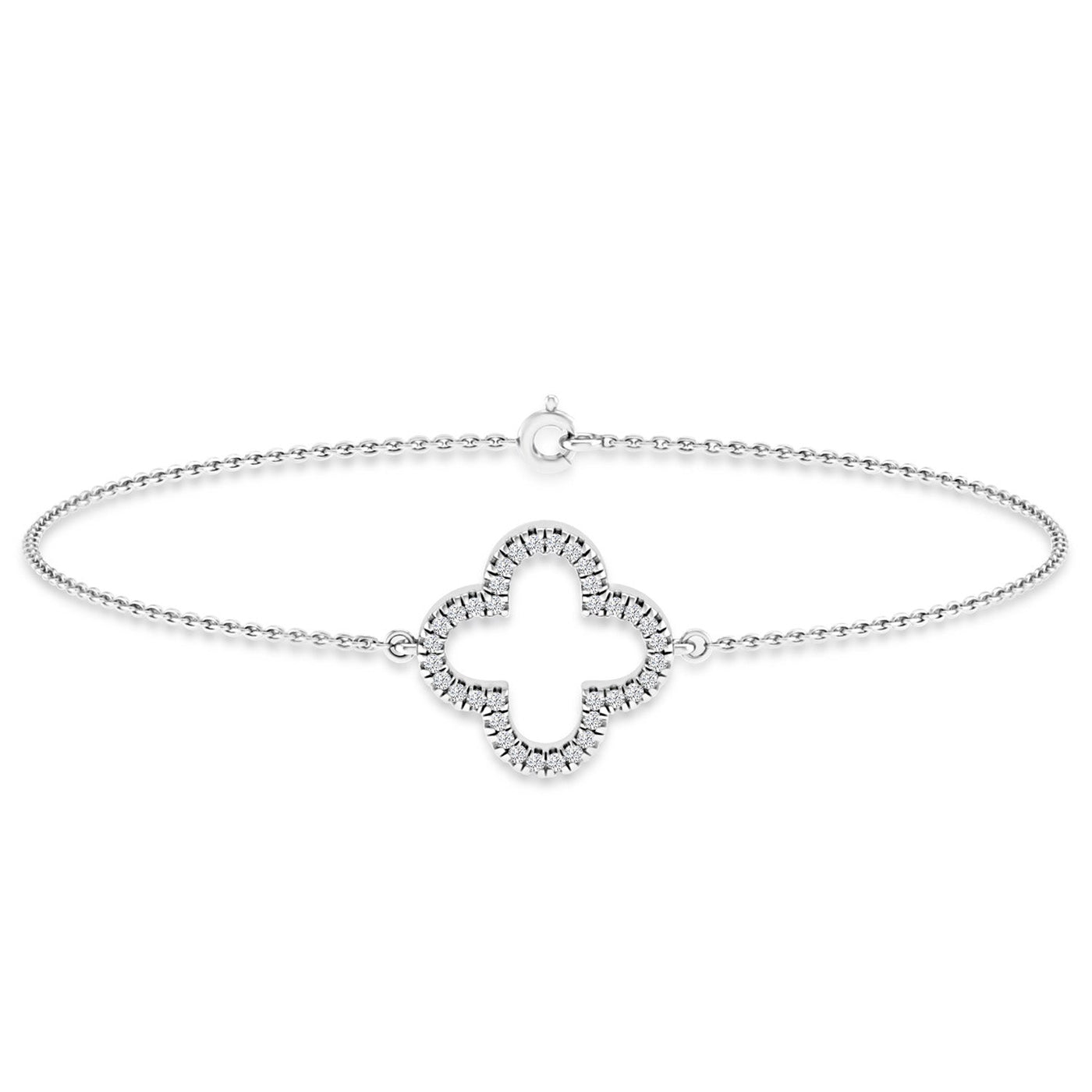 Bracelet en or blanc 9 carats avec diamants 0,10 ct HI I1 18,5 cm