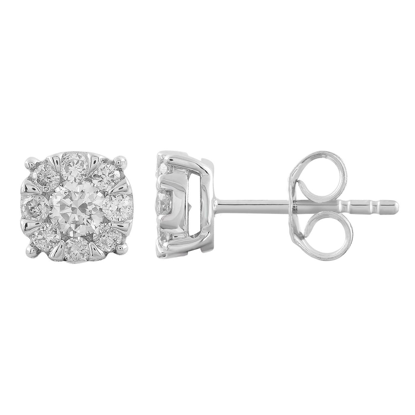 Stud Earrings with 0.50ct Diamonds in 9K White Gold