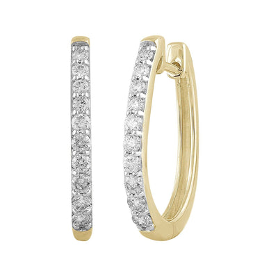 Boucles d'oreilles Huggie avec diamants de 0,50 ct en or jaune 9 carats