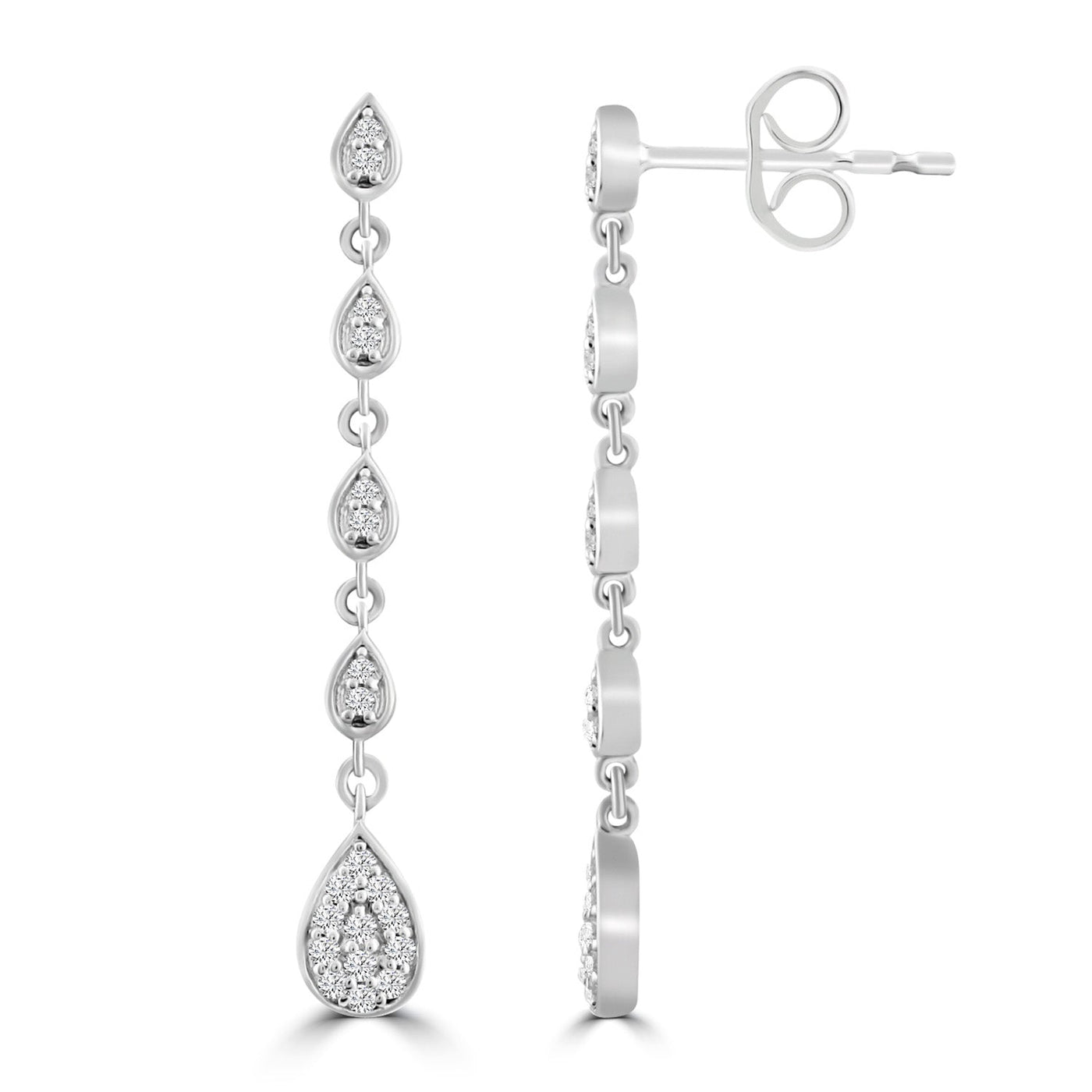 Diamond Drop Earrings with 0.18ct Diamonds in 9K White Gold