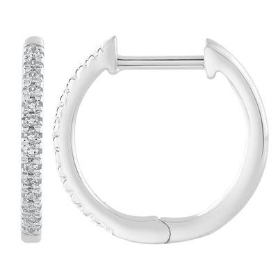 Boucles d'oreilles Huggie avec diamants de 0,08 ct en or blanc 9 carats