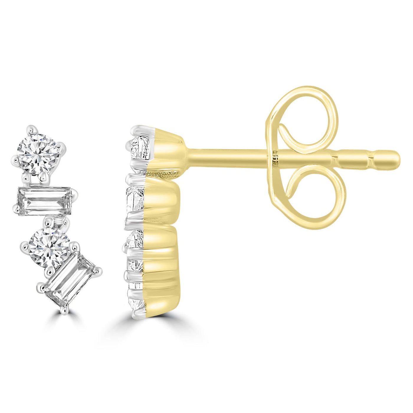 Boucles d'oreilles fantaisie en or jaune 9 carats avec diamants de 0,15 ct