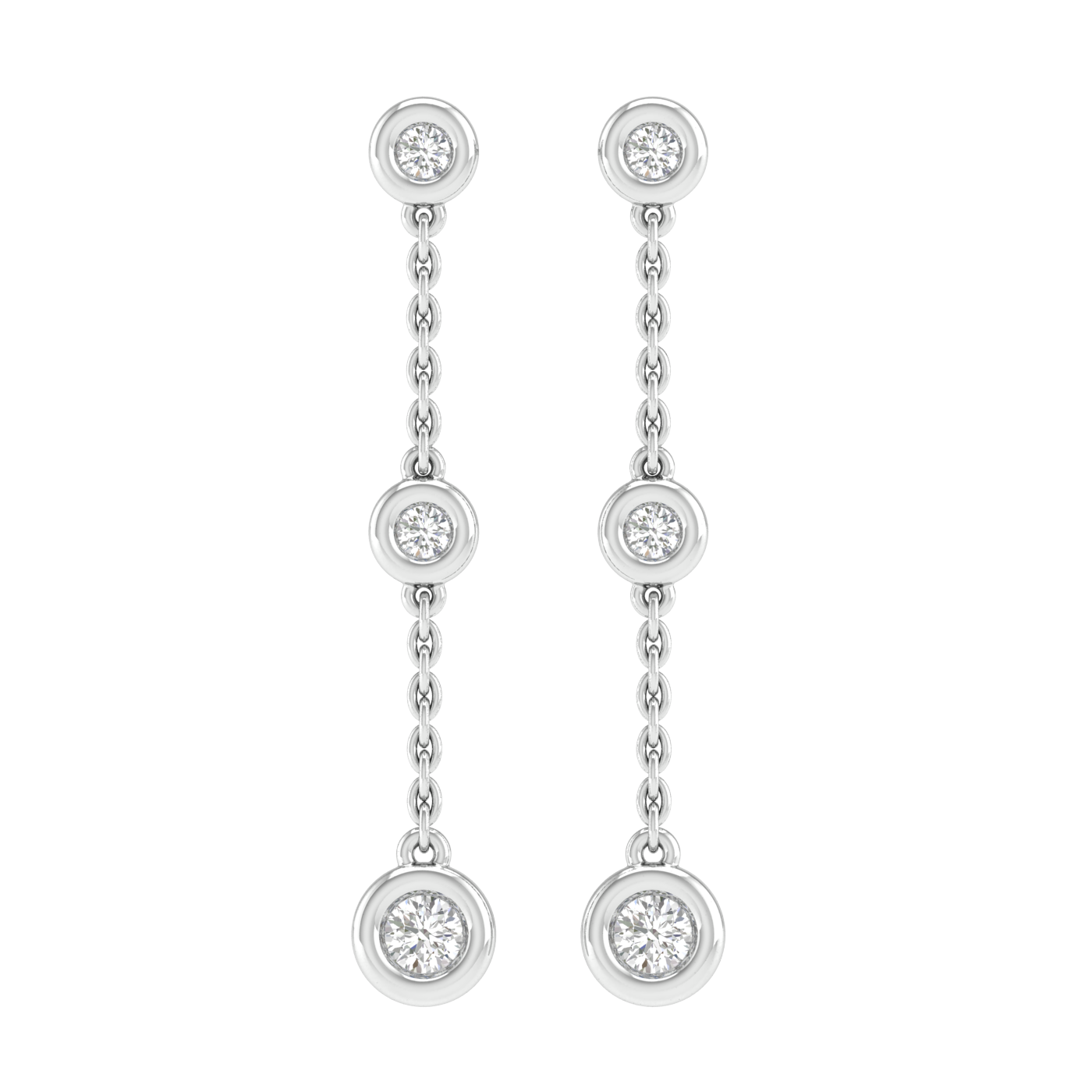 Diamond Chain Earrings with 0.25ct Diamonds in 9K White Gold