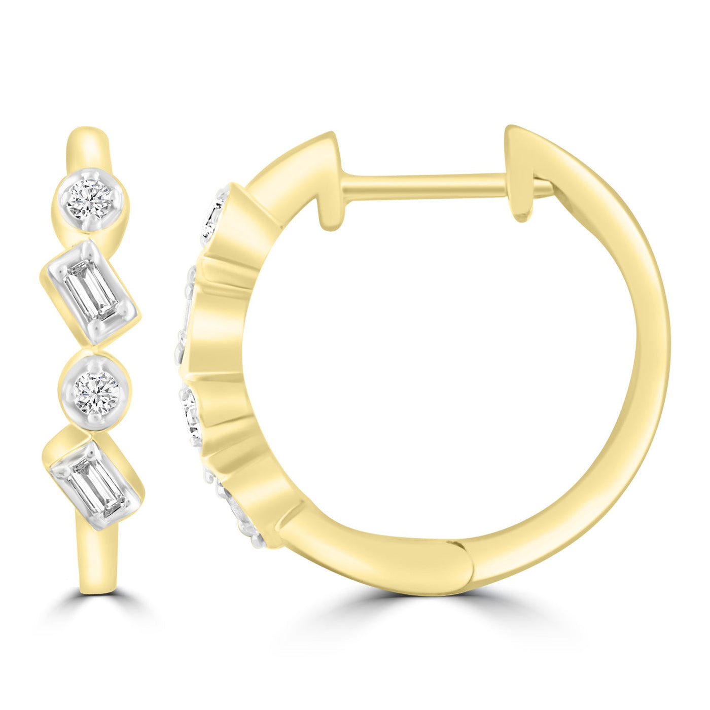 Diamond Hoop Earrings with 0.12ct Diamonds in 9K Yellow Gold