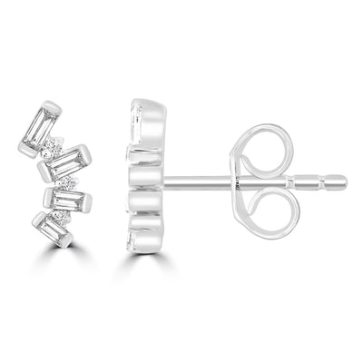 Boucles d'oreilles en or blanc 9 carats avec diamants HI I1 de 0,15 ct