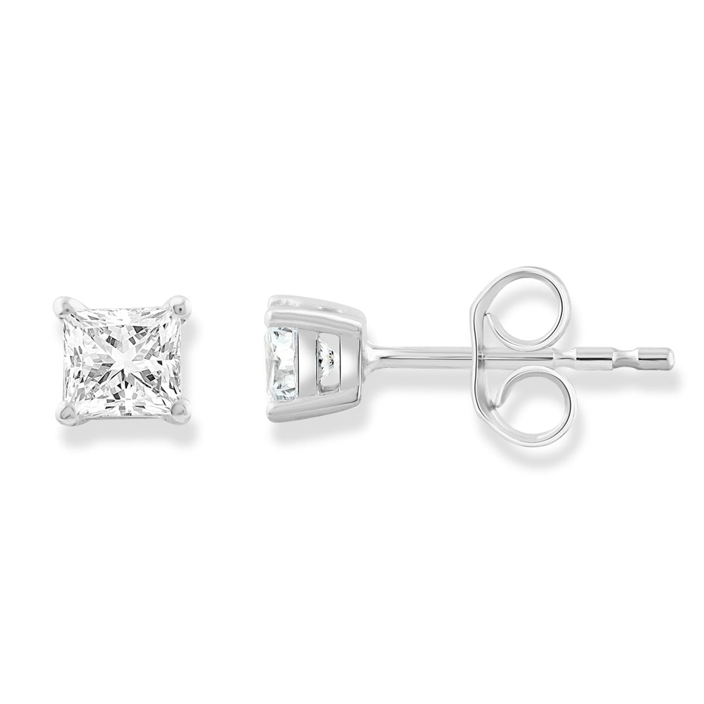 Boucles d'oreilles à tige en diamant avec diamants de 0,25 ct en or blanc 9 carats