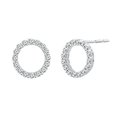 Boucles d'oreilles fantaisie en or blanc 9 carats avec diamants de 0,20 ct - EF-5954-W