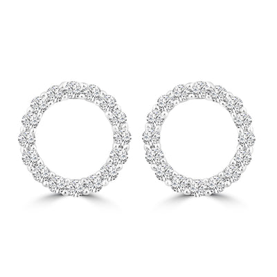 Boucles d'oreilles fantaisie en or blanc 9 carats avec diamants de 0,20 ct - EF-5954-W