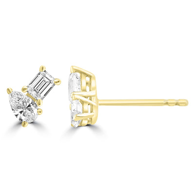 Boucles d'oreilles en or jaune 9 carats avec diamants HI I1 de 0,60 ct