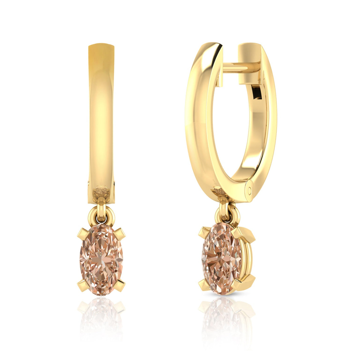 Boucles d'oreilles ovales en morganite en or jaune 9 carats