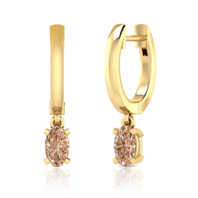 Boucles d'oreilles ovales en morganite en or jaune 9 carats