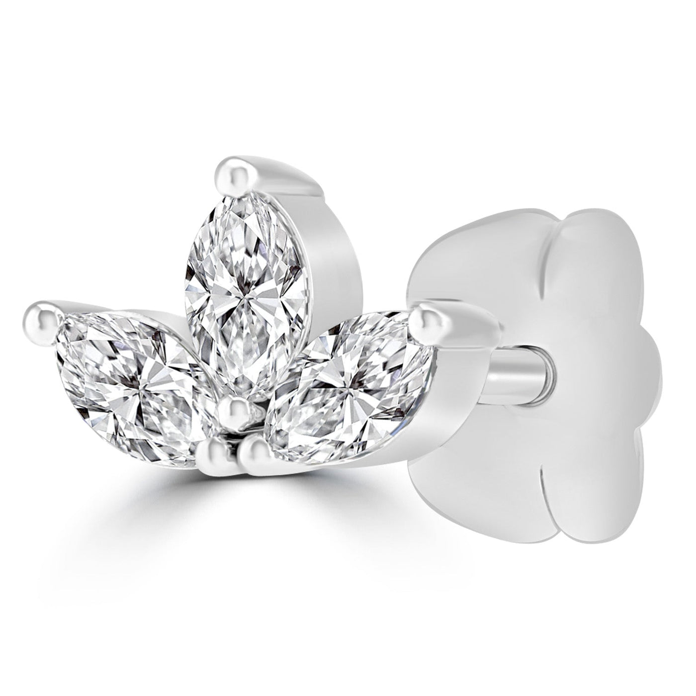 Boucles d'oreilles en or blanc 9 carats avec diamants HI I1 de 0,18 ct