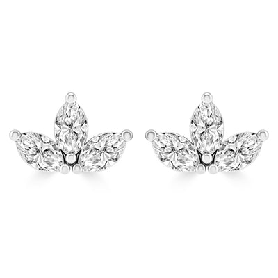 Boucles d'oreilles en or blanc 9 carats avec diamants HI I1 de 0,18 ct