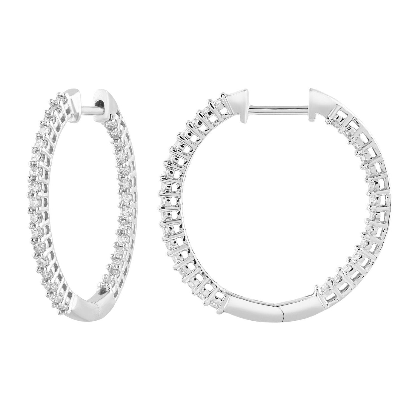 Inside Out Hoops with 0.25ct Diamonds in 9K White Gold